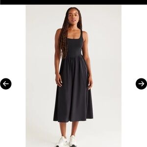 Zella Black Scoop-Neck Midi-dress